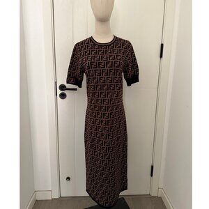 Fendi Tan and Black Monogram Dress